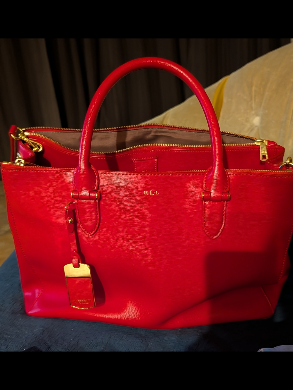 Ralph Lauren Red Leather Tote